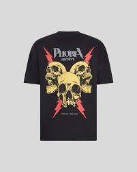 Phobia Archive Black T Shirt Red Screaming Skulls